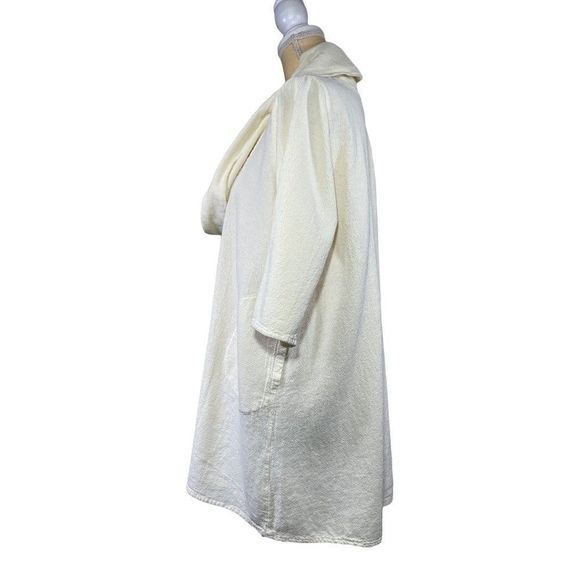 Drawstrings of Malibu Ivory 100% Cotton Cowl Neck Blouse with Lace Insert - Picture 2 of 5